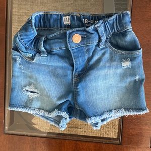 GAP Baby outfit 18-24 denim jean shorts distressed frayed shorts, & tank top